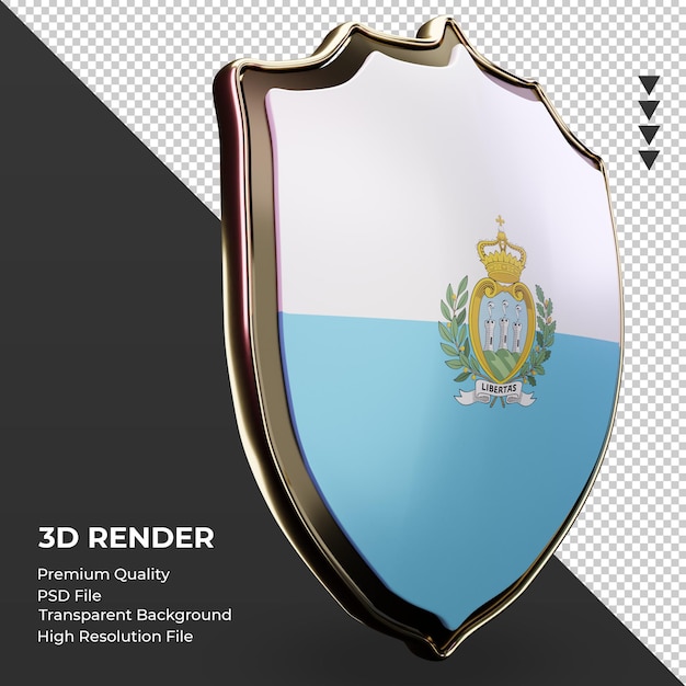 PSD 3d scudo bandiera di san marino rendering vista a sinistra