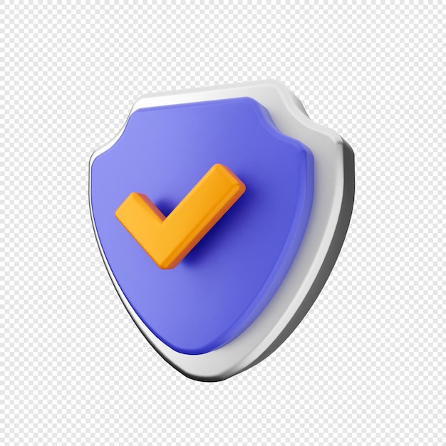 3d shield security protection check mark approve verification