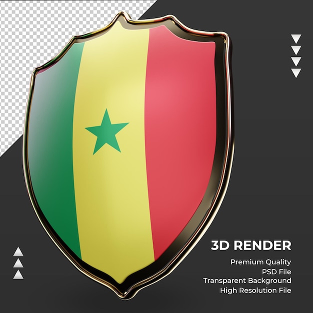 PSD 3d scudo bandiera del senegal rendering vista a destra