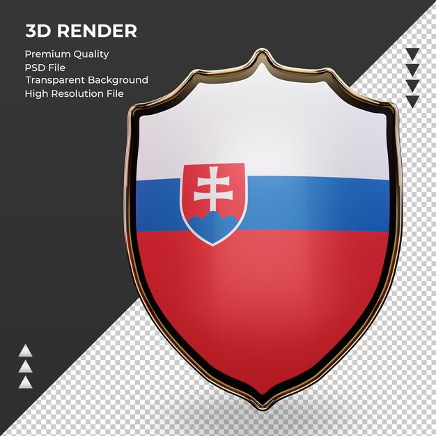 PSD 3d scudo bandiera slovacchia rendering vista frontale