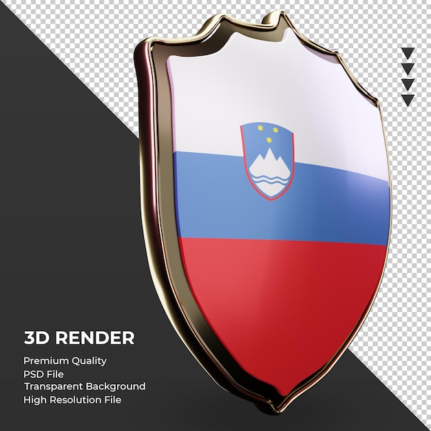 3d shield slovenia flag rendering left view