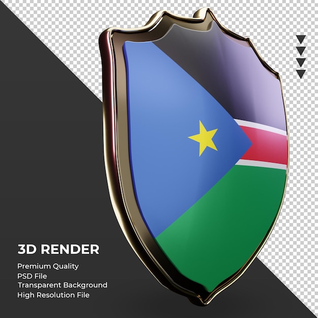 3d shield south sudan flag rendering left view