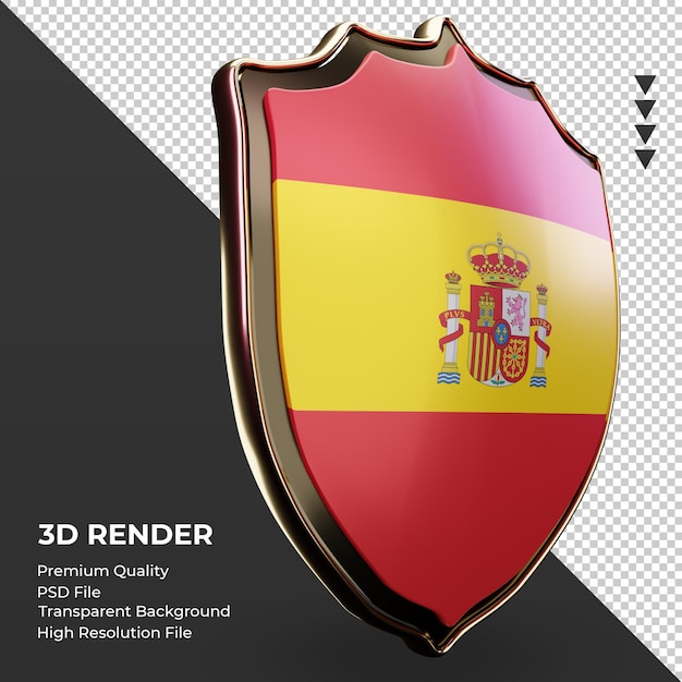 3d shield Spain flag rendering left view