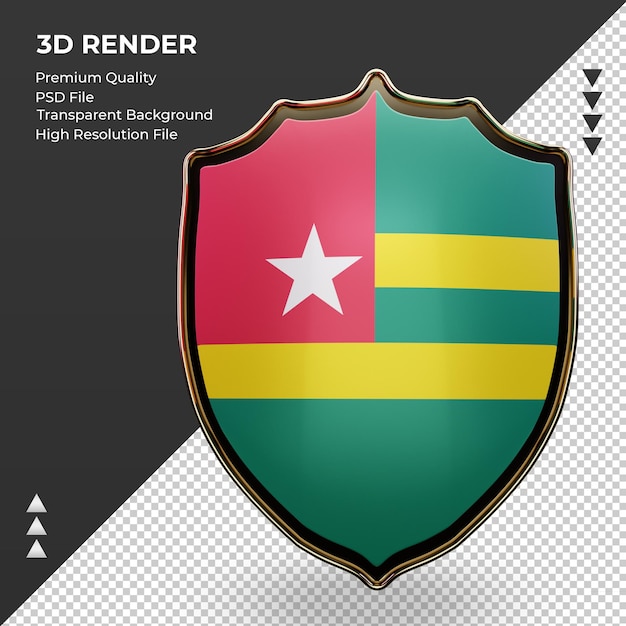 PSD 3d shield togo flag rendering front view