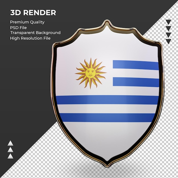 3d scudo bandiera uruguay rendering vista frontale