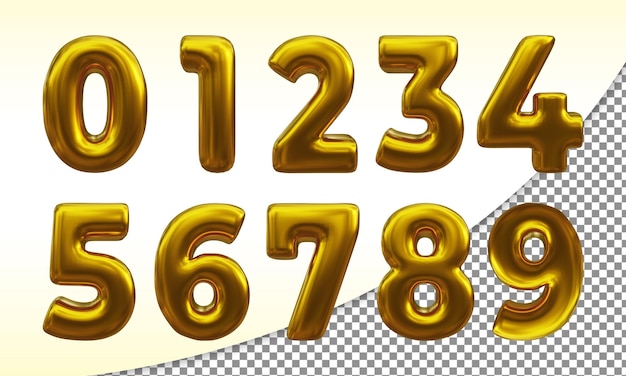 3d shinny gold number