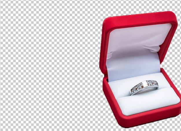 3d shiny diamond ring in red box