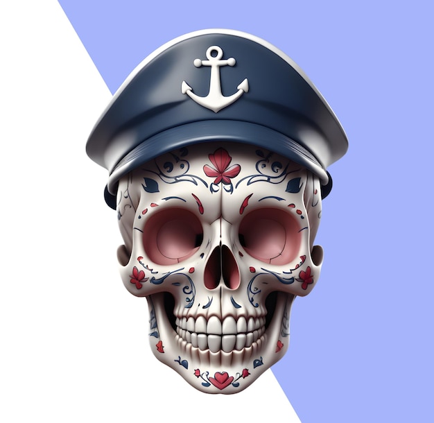 PSD 3d ship captain skull