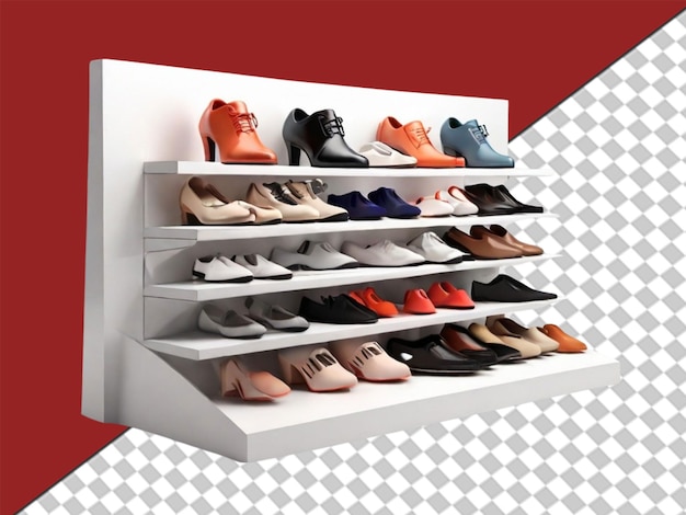 PSD 3d shoe store stand on transparent background