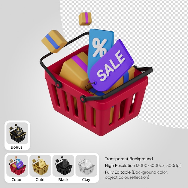 3d shop basket with sale