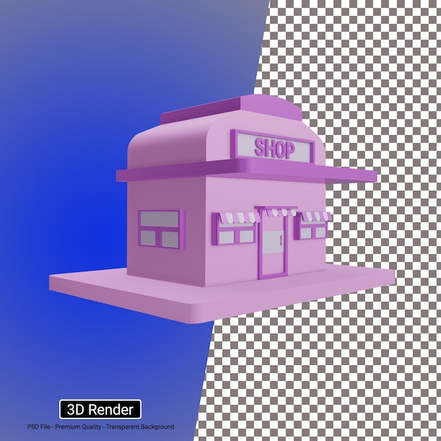 PSD 3d shop building