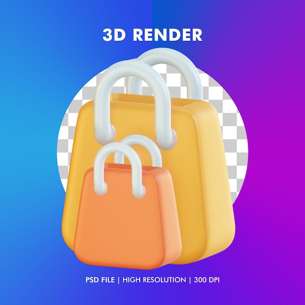 分離された3dショッピングバッグのイラスト