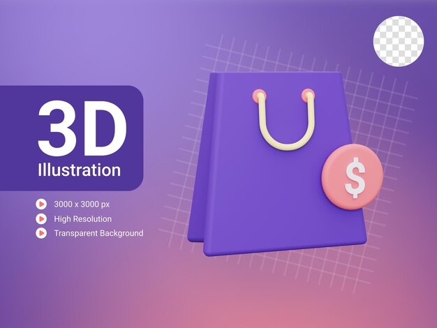 PSD 3d 쇼핑백 아이콘