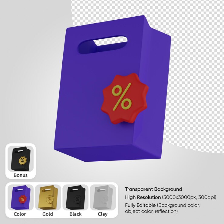 3d сумка для покупок с процентом