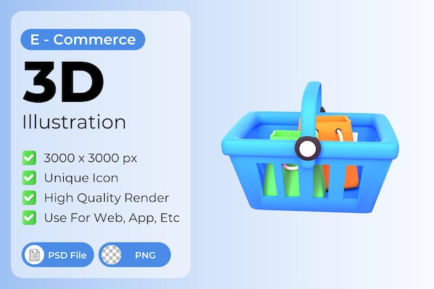 PSD 3d shopping basket illustration