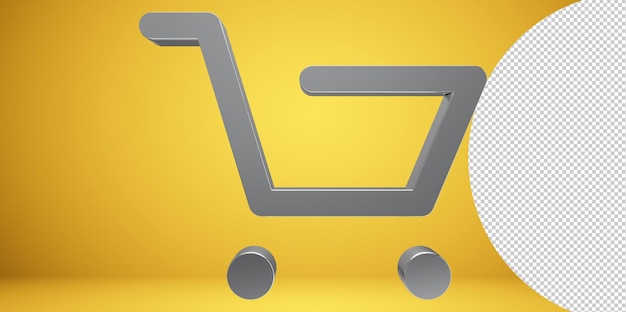 3D shopping cart icon on transparent background PNG	
