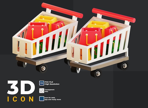 PSD 3d shopping cart icon