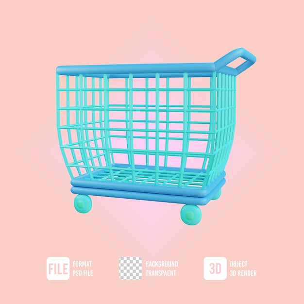 3d shopping cart icon