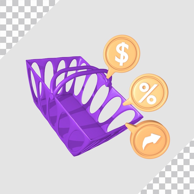 PSD 3d shopping cart object concept