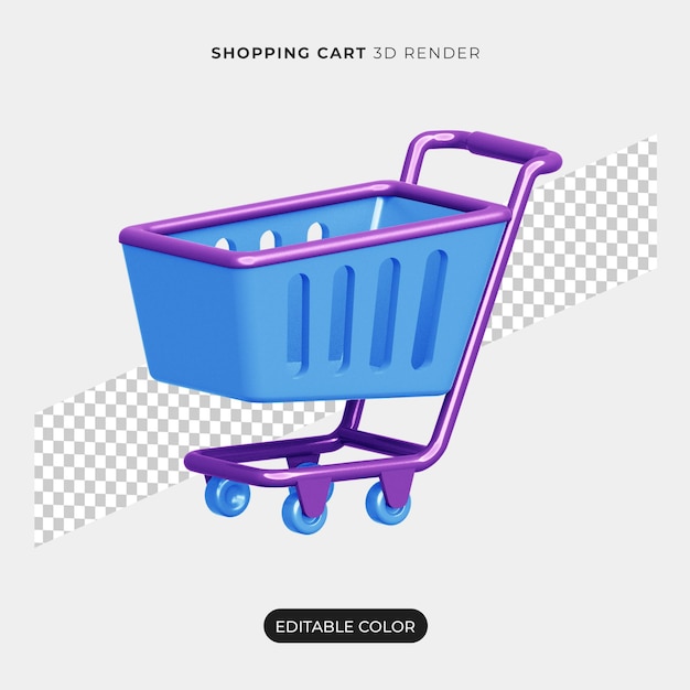 PSD 3d shopping cart rendering icon isolated