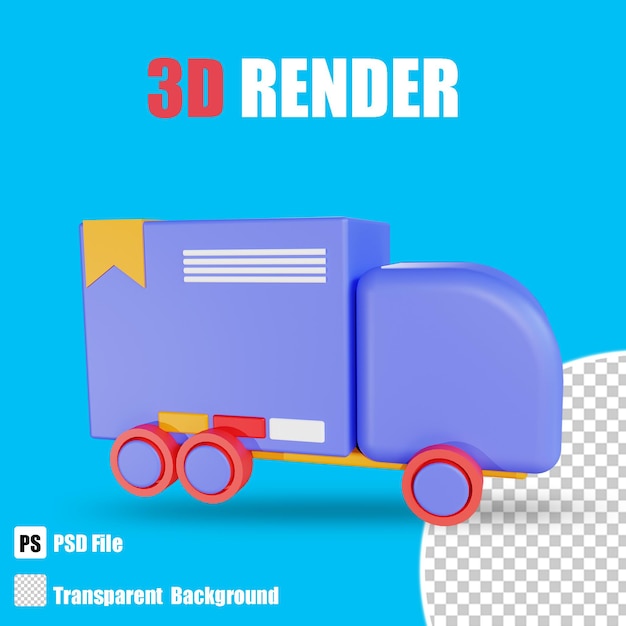 3d shopping icon car delivery with trasparent background