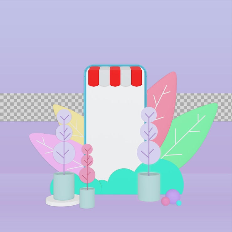 PSD 3d 쇼핑 스마트폰 시장 개념