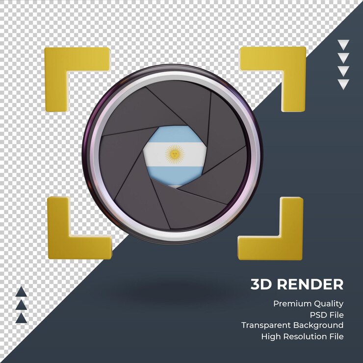 PSD 3d shutter camera argentina flag rendering front view