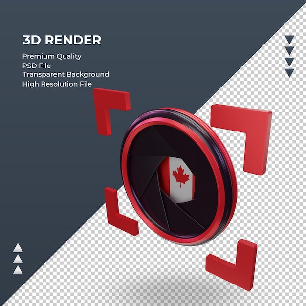 3d shutter camera canada flag rendering right view