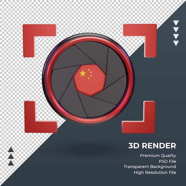 3d камера затвора китайский флаг рендеринг вид спереди