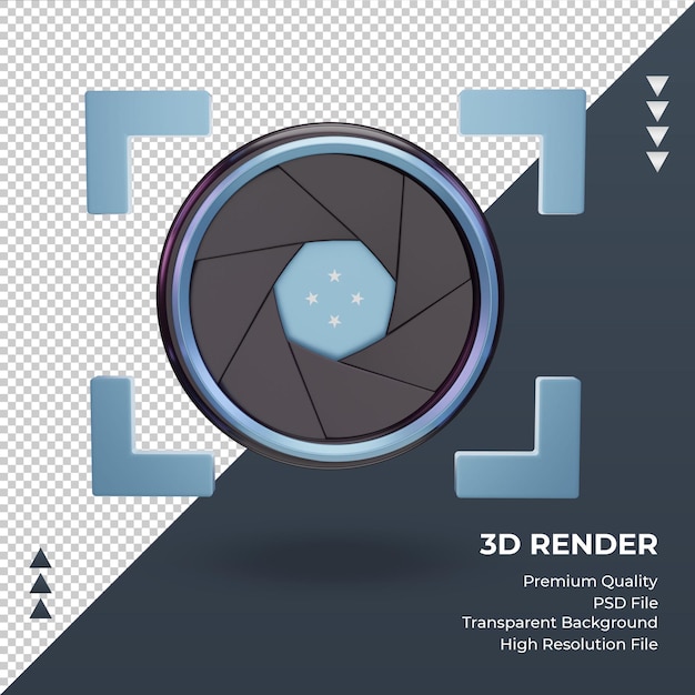 3d 셔터 카메라 미크로네시아 국기 렌더링 전면 보기