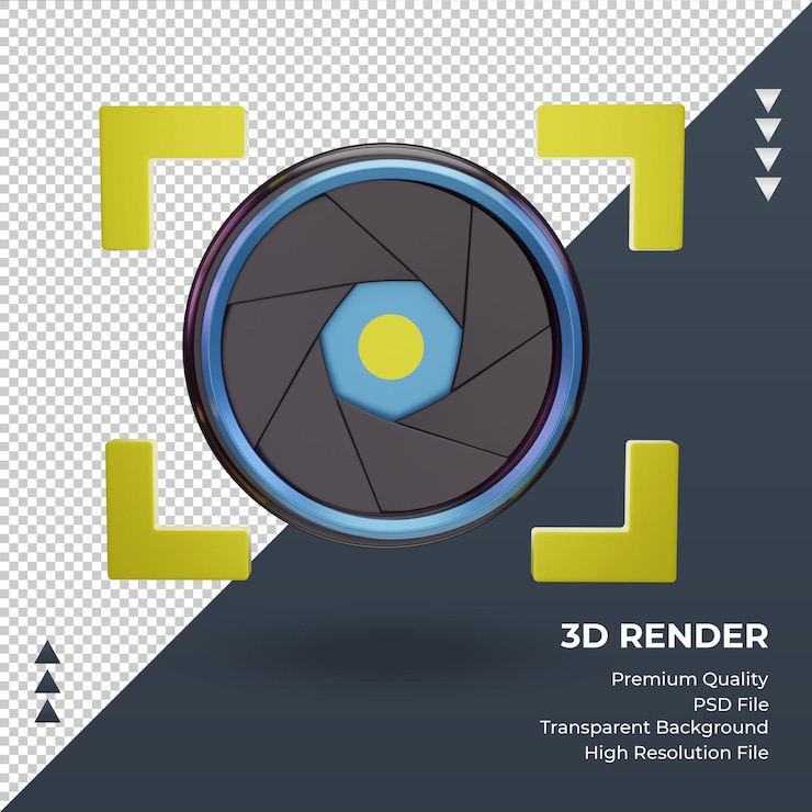 PSD 3d shutter camera palau flag rendering front view