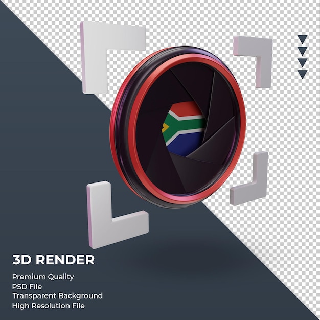 3d shutter camera South Africa flag rendering left view