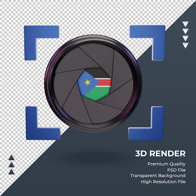 PSD 3d shutter camera south sudan flag rendering front view