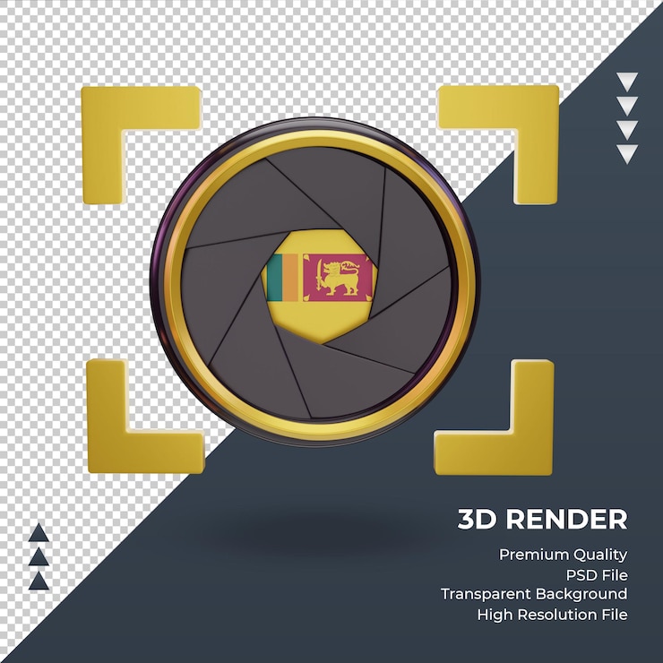 PSD 3d shutter camera sri lanka flag rendering front view