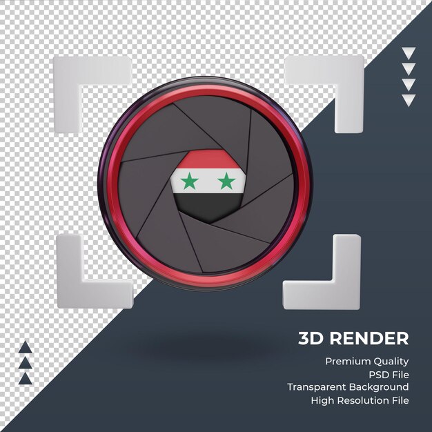 3d shutter camera syria flag rendering front view