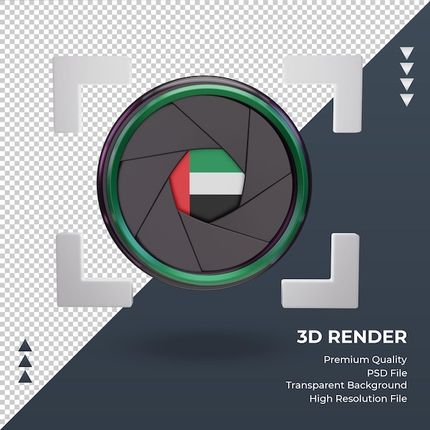 PSD 3d камера затвора рендеринга флага объединенных арабских эмиратов вид спереди