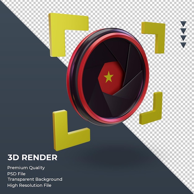 PSD 3d shutter camera vietnam flag rendering left view