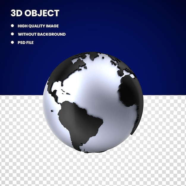 3d silver globe