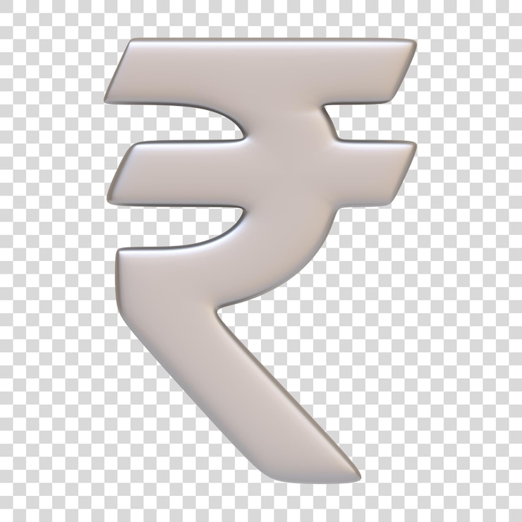 PSD 3d silver indian rupee currency symbol