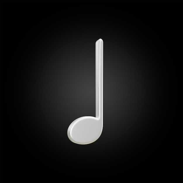 3D Silver Music Note Icon 3d render transparent