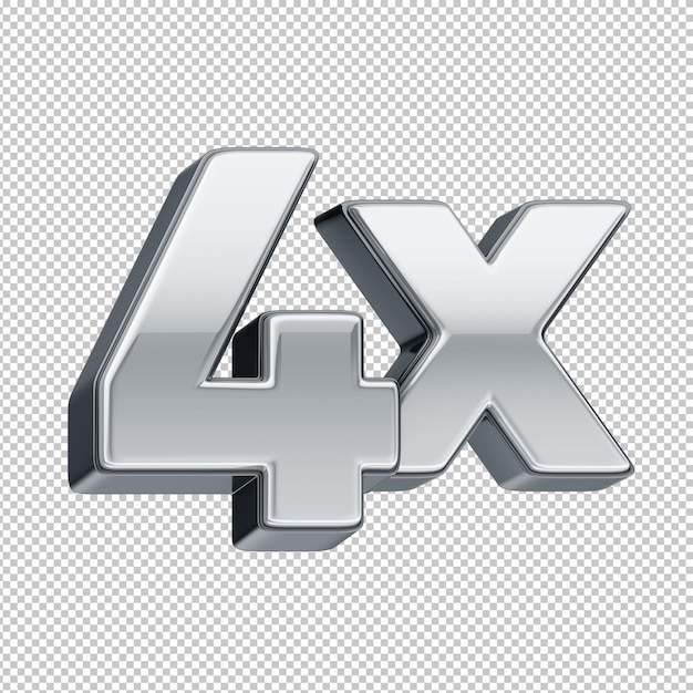 3D silver numbers with transparent background representing 4x no interest