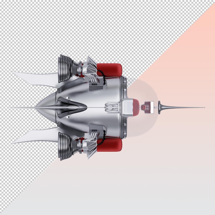 PSD 3d silver spaceship isolated