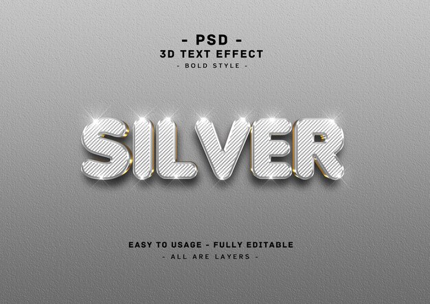 3d silver text style effect