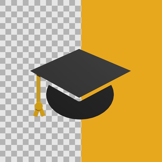 3D Simple graduation cap icon