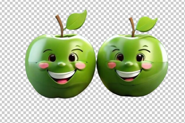 PSD 3d simple green apple with smiley face