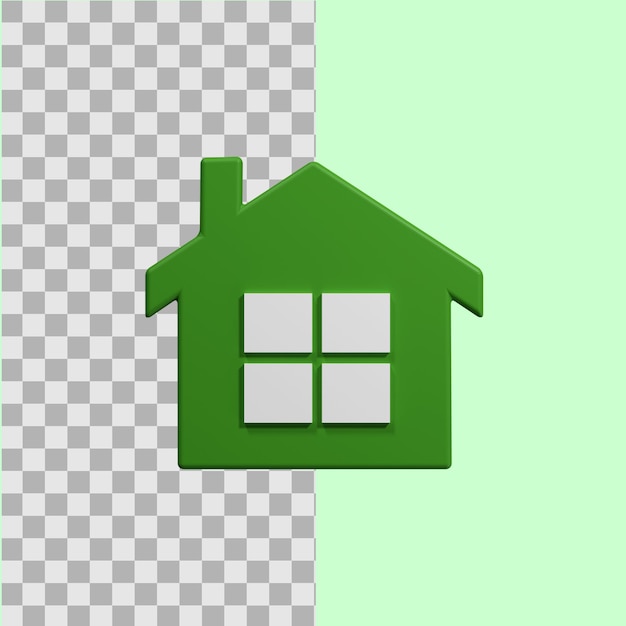 3d simple green home icon