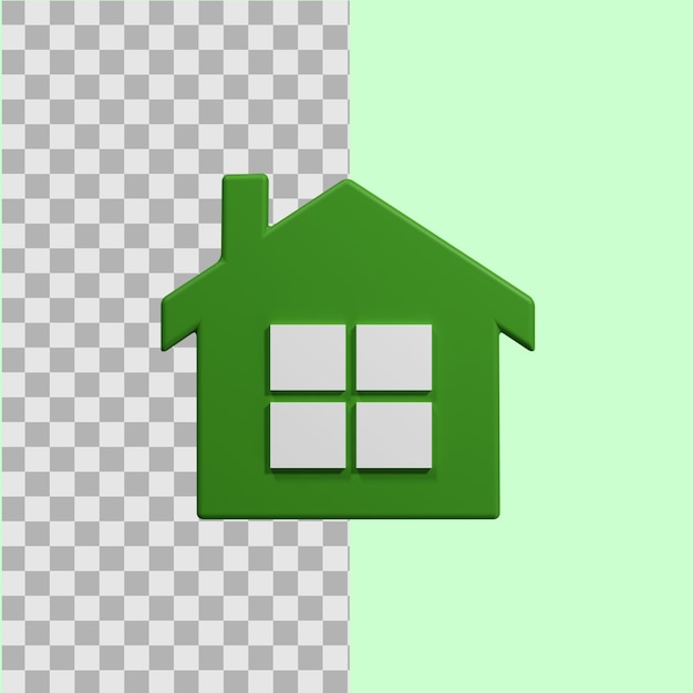 3D Simple green home icon