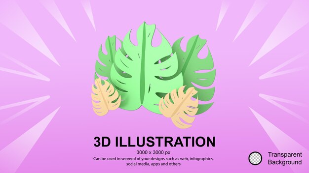 PSD 3dシンプルな葉のイラスト