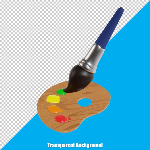 PSD 3d простой инструмент для рисования с цветной кистью и цветовой палитрой на прозрачном фоне