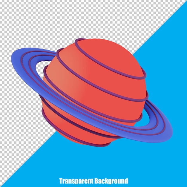 3D Simple Planet with a realistic appearance on a transparent background